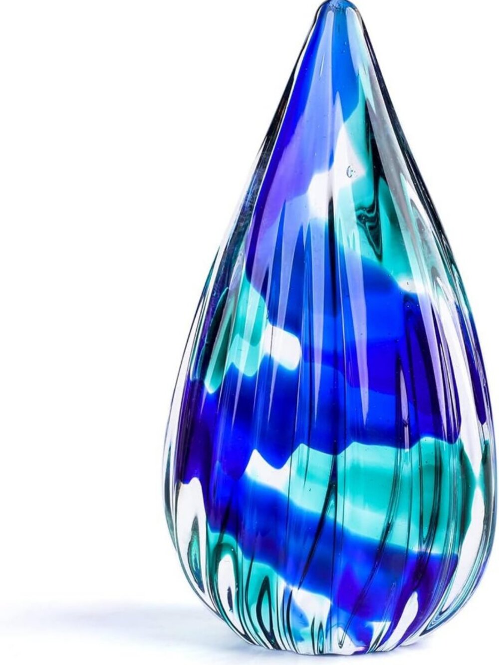 Hand-Blown Murano-Style Glass Sculpture | Elegant Green-Blue Figurine Gift